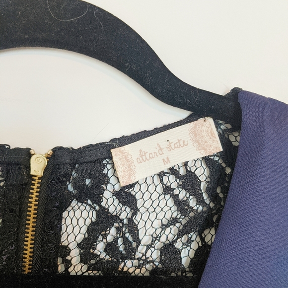 Altar'd State Navy black lace flair dress medium - Picture 4 of 7